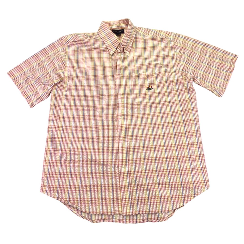 Ivy Crew Classics Shirt Men's Large Short Sleeve Plaid Button Down Preppy Beach‎